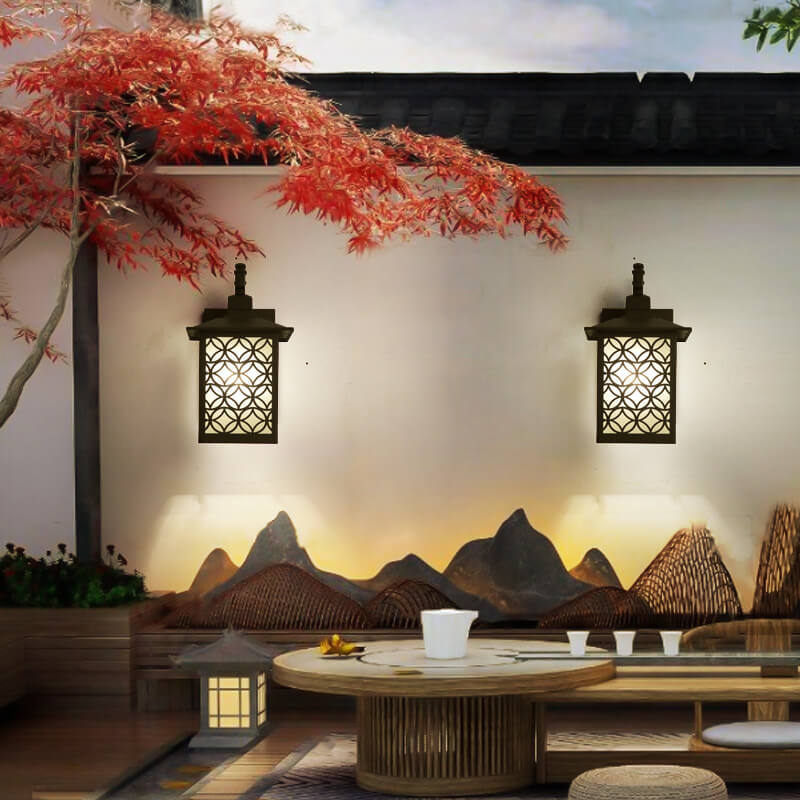 Chinese Rectangle Galvanized Zinc Alloy Wall Sconce