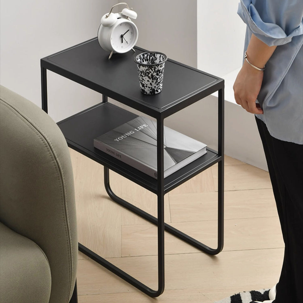 Modern Rectangular Iron 4-Leg Side Table