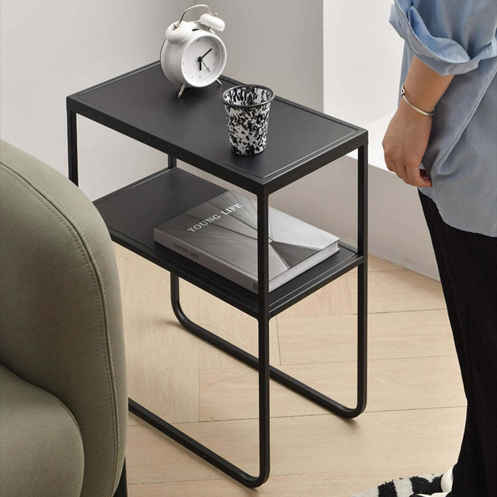 Modern Rectangular Iron 4-Leg Side Table