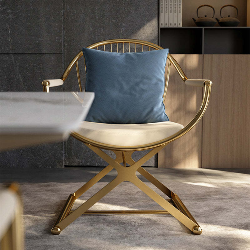 Modern Curved Microfiber Leather Dining Chair
