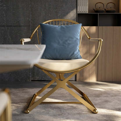 Modern Curved Microfiber Leather Dining Chair