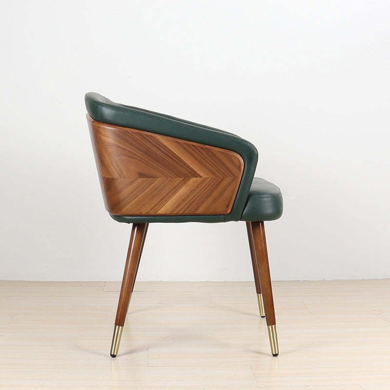 Curved PU Leather Wood Dining Chair