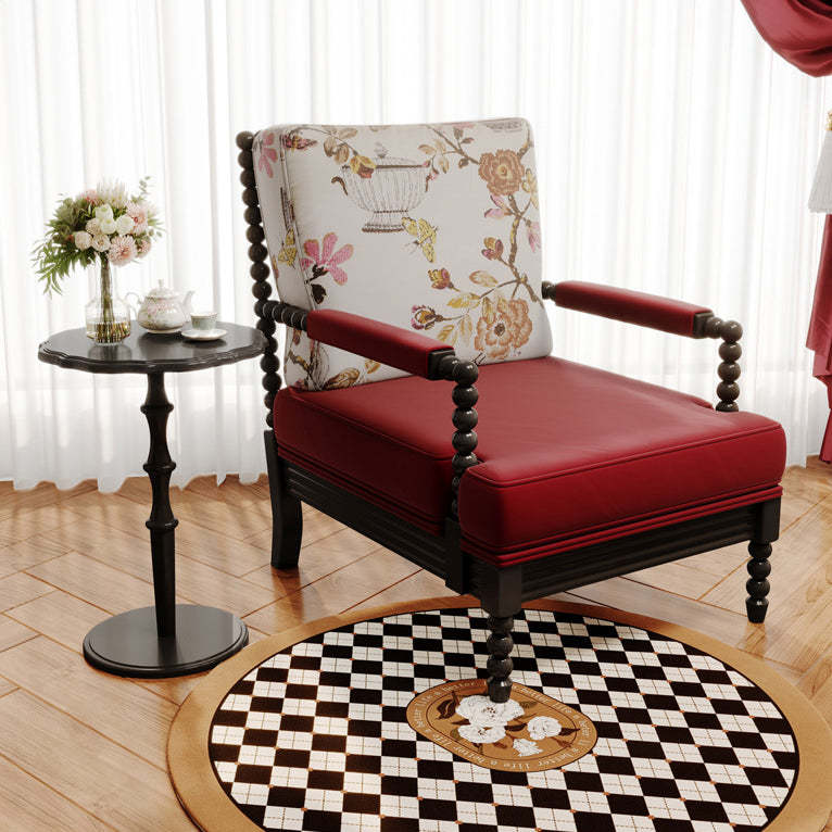 Retro Rubber Wood Velvet Accent Chair — Black Frame