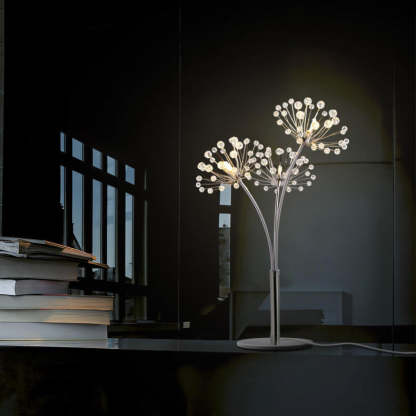 Nordic Dandelion Crystal Bead Iron 3-Light Table Lamp