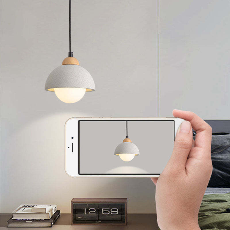 Scandinavian Cement Dome Glass Pendant Light
