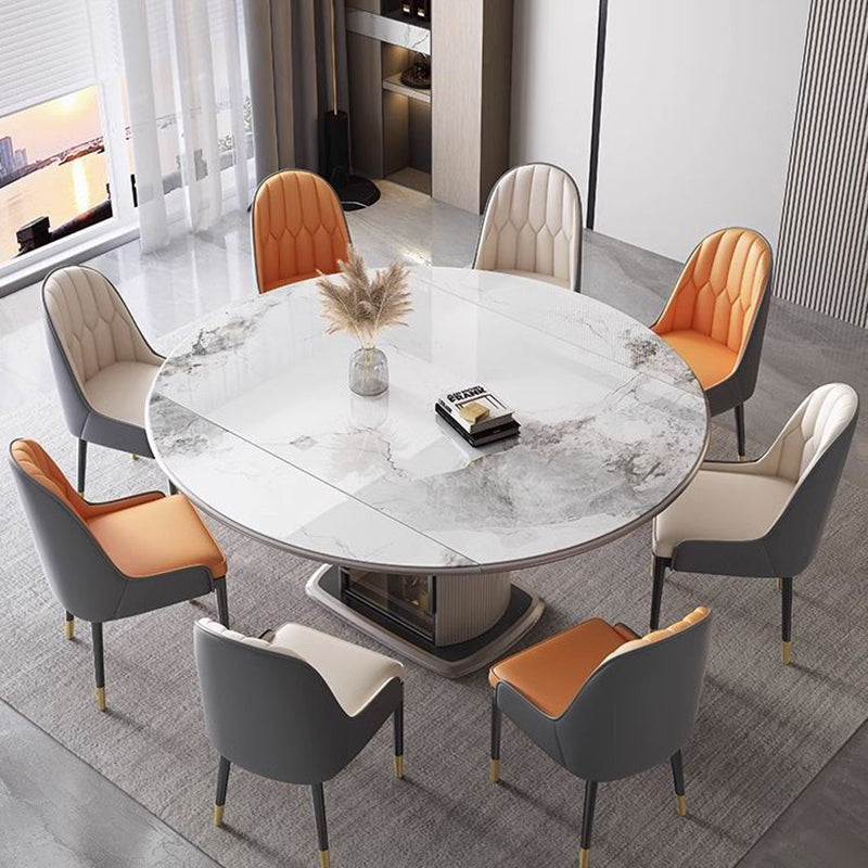 Nordic Elliptical Slab Wood Glass Dining Table