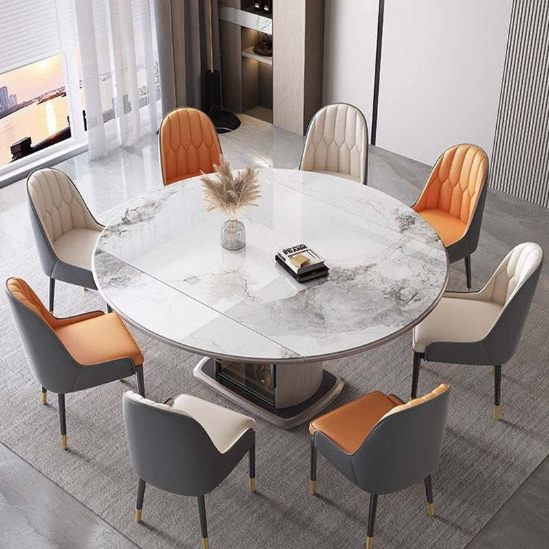 Nordic Elliptical Slab Wood Glass Dining Table
