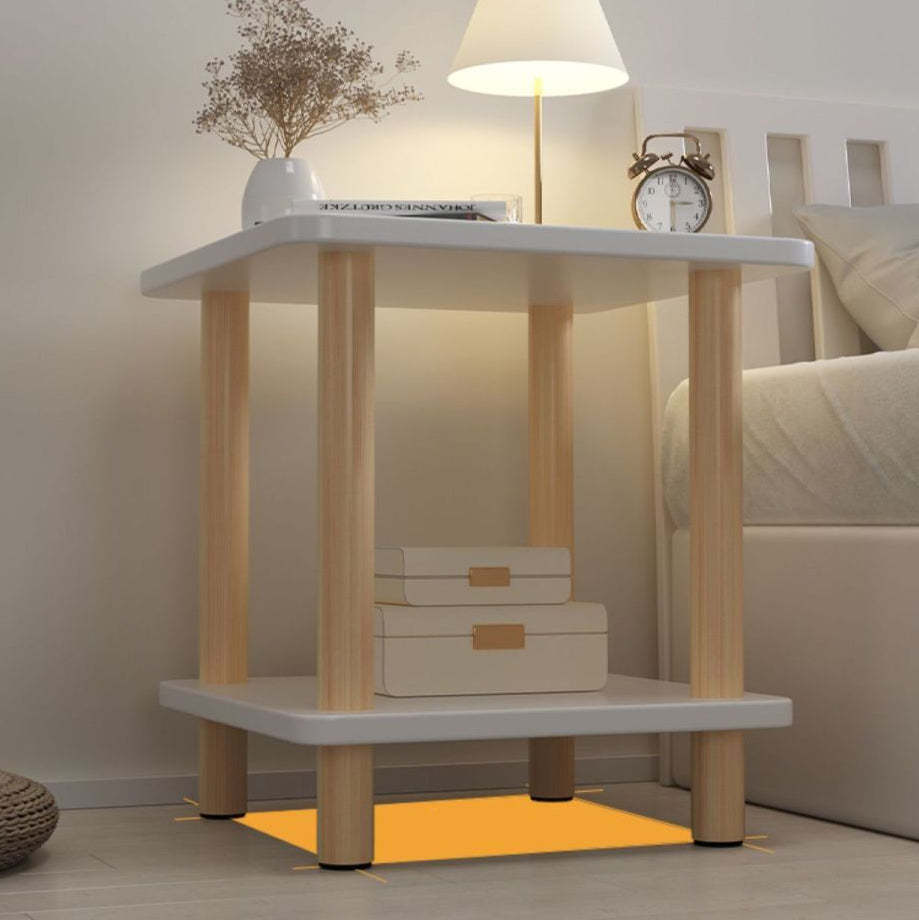 Vintage Engineered Wood Rectangular 2-Tier Side Table