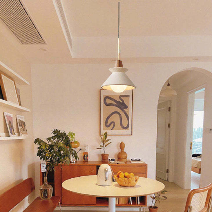 Nordic Macaron Wood Cement Pendant Light