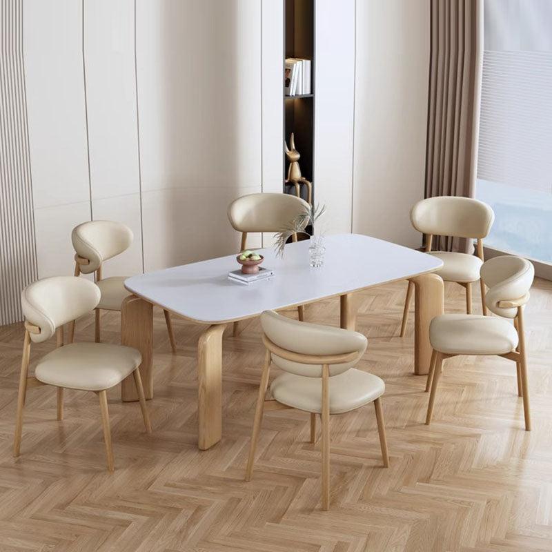Minimalist Curved Iron Leather Armless Chair
