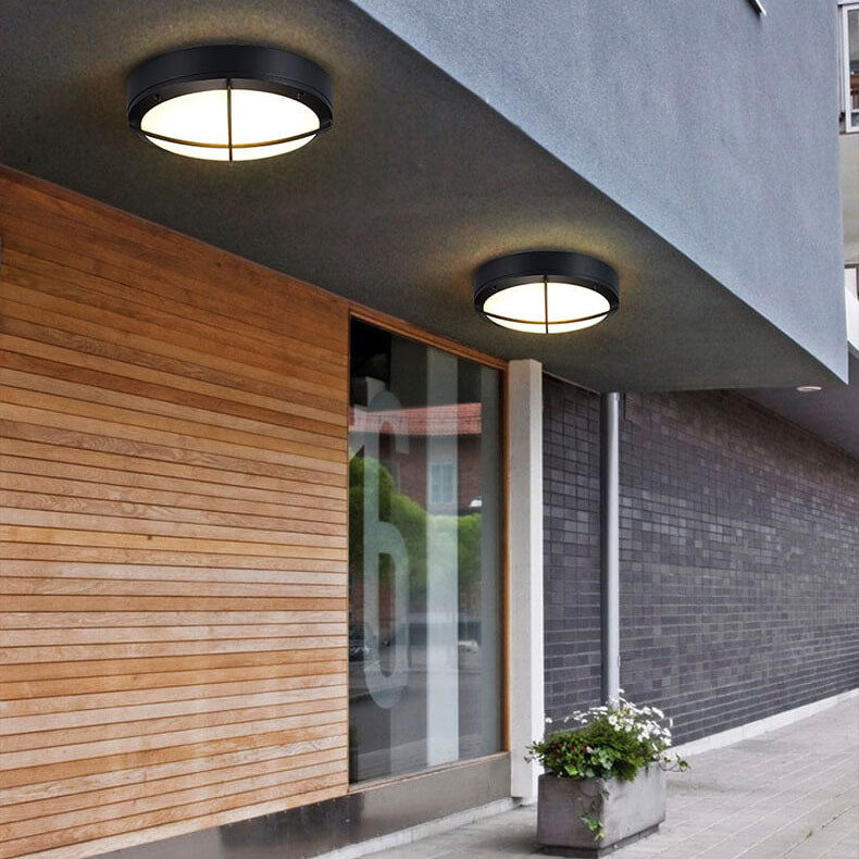 Round Outdoor Waterproof Aluminum Acrylic LED Flush Light — A / White Light (5000K) / 220V-240V For UK/AU