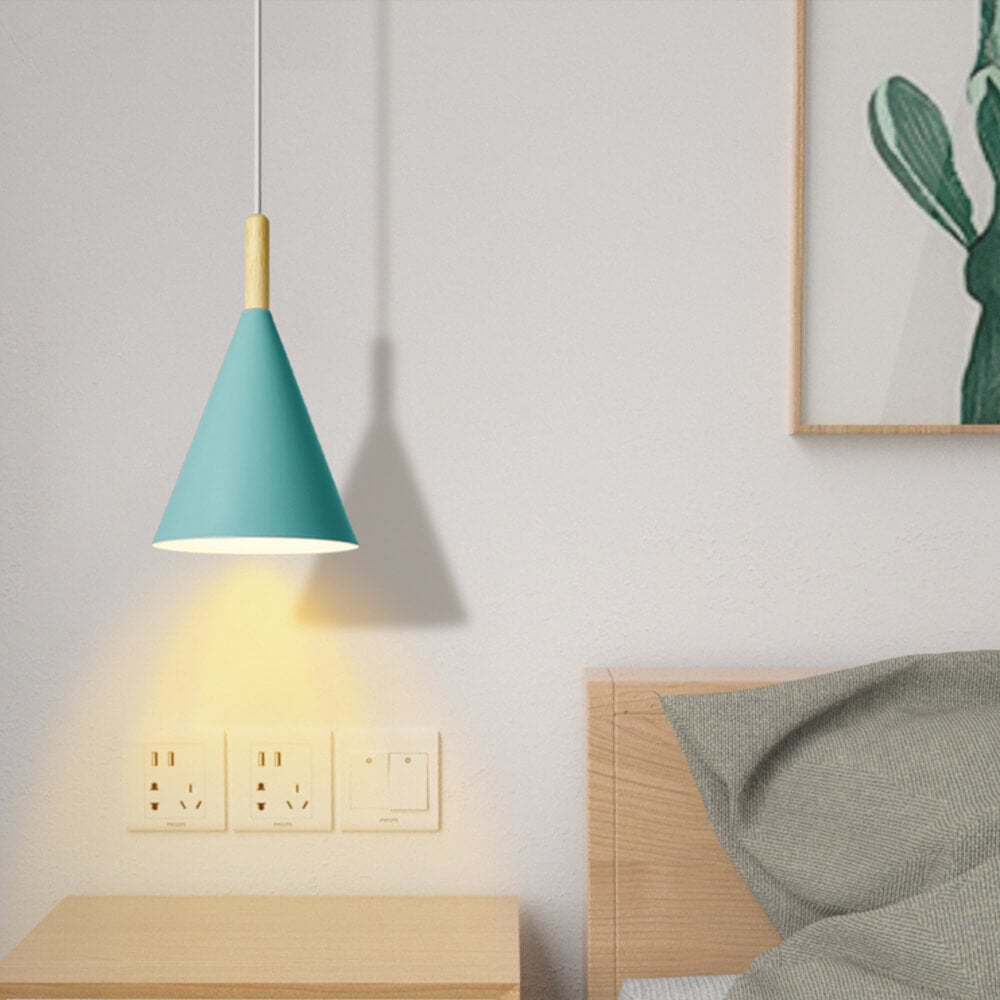Nordic Macaron Cone Wood Pendant Light