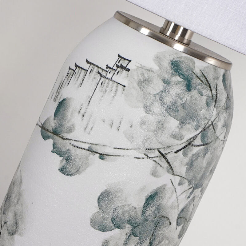 Modern Chinese Ink Ceramic Fabric Lamp