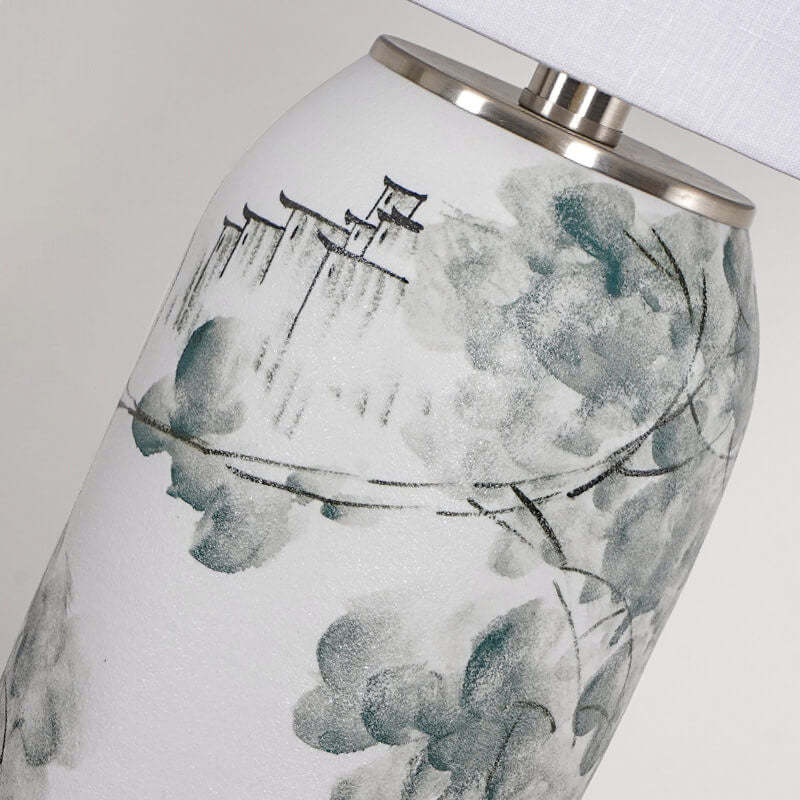 Modern Chinese Ink Ceramic Fabric Lamp