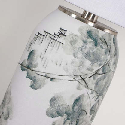 Modern Chinese Ink Ceramic Fabric Lamp