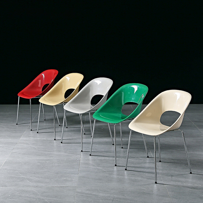 Hollow Back Metal Dining Chair — Yellow