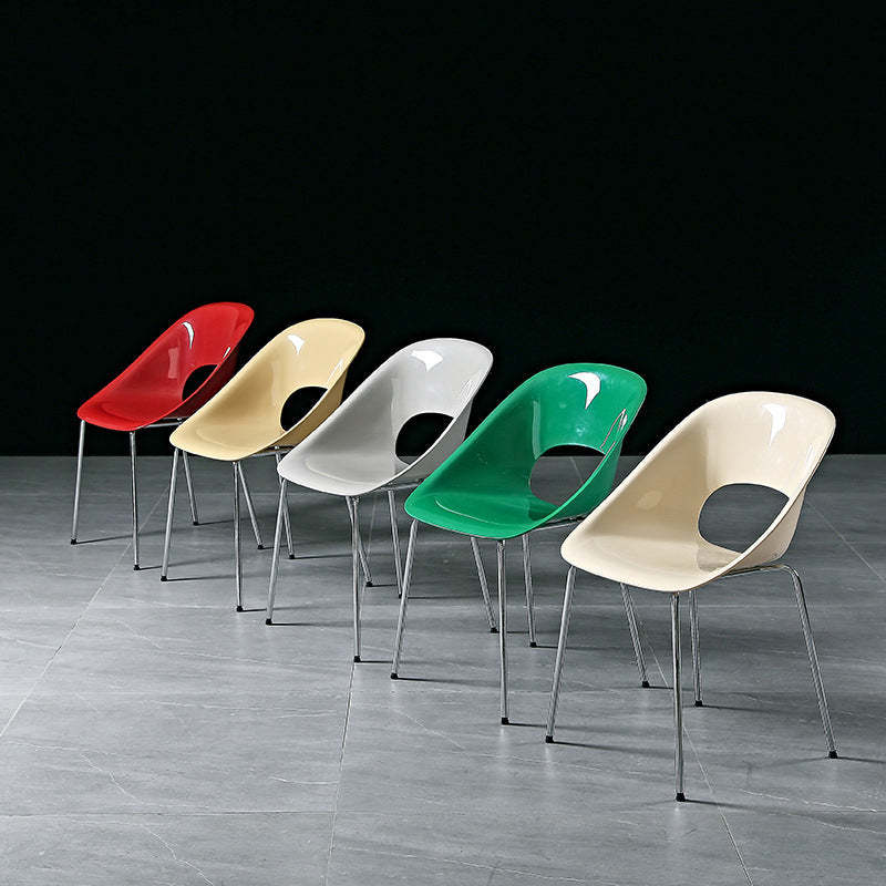 Hollow Back Metal Dining Chair — Yellow