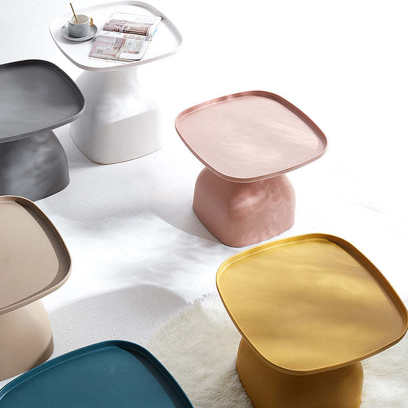 Scandinavian Round Column Plastic Coffee Table — Tall / Yellow