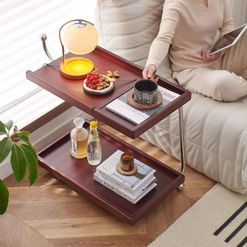 Nordic Wood Stainless Steel Movable Side Table 2-Tier