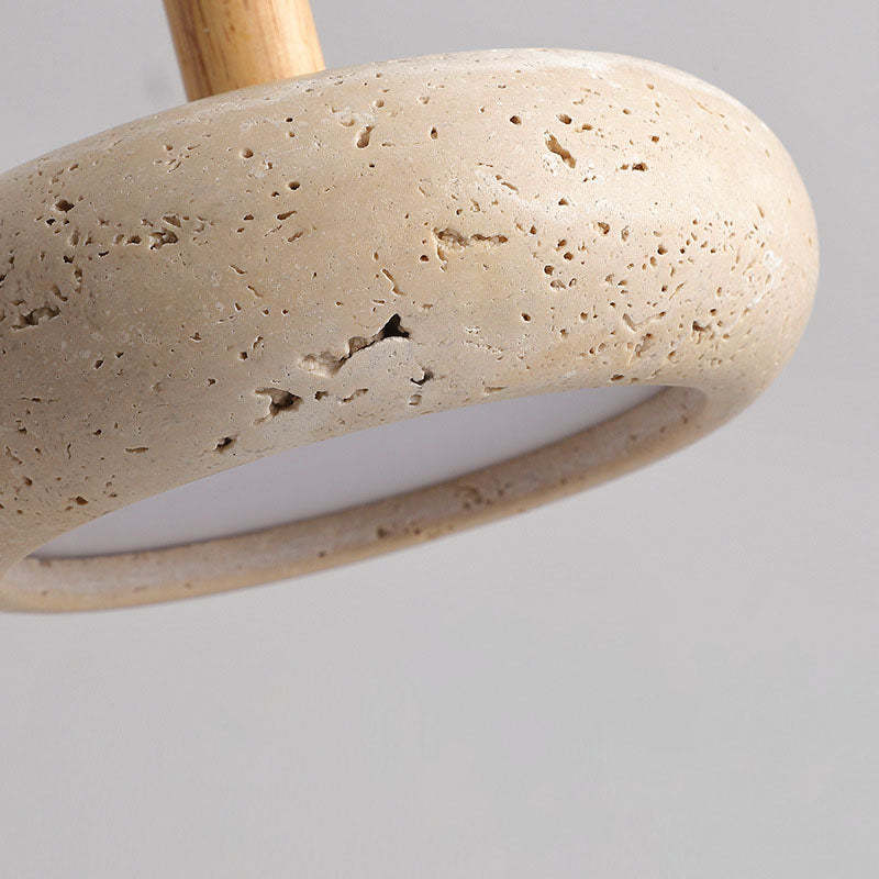 Japanese Wood Yellow Travertine LED Pendant