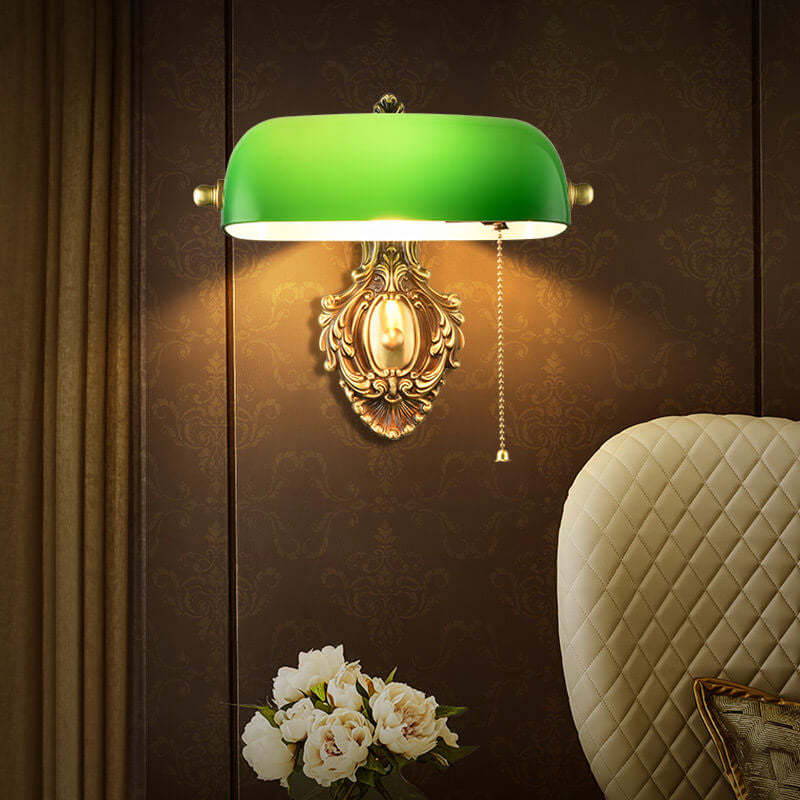 Retro Copper Green Glass Wall Sconce