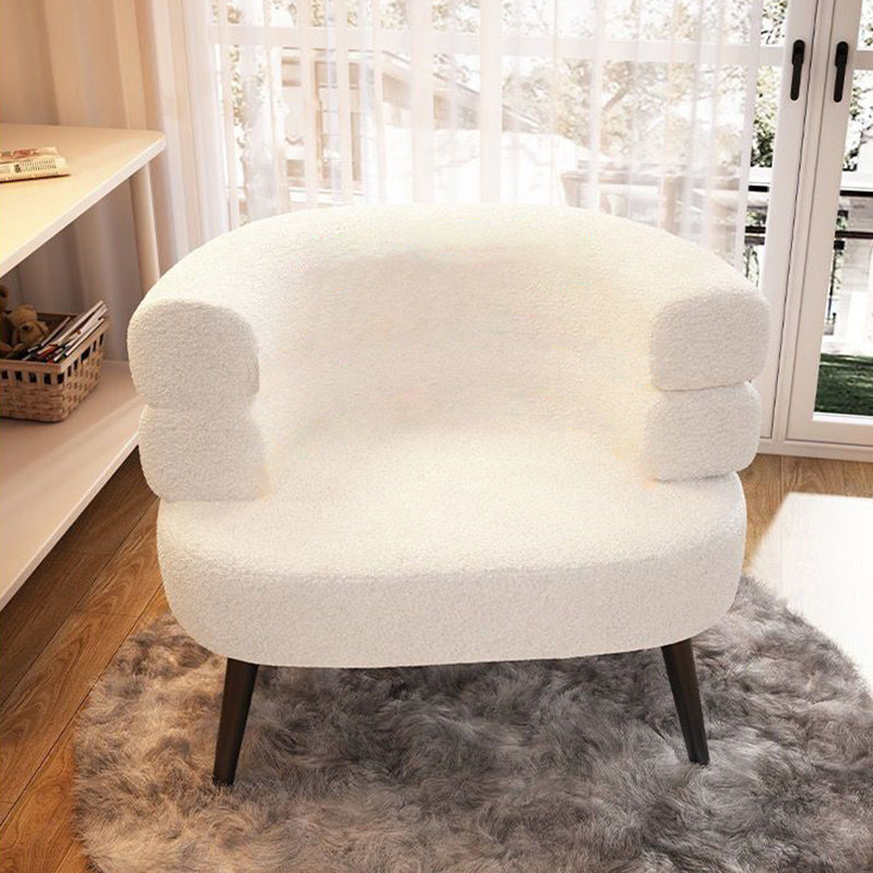 Nordic Round Lambswool Upholstered Vanity Stool