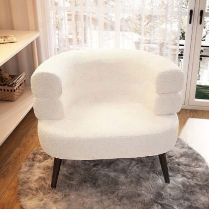 Nordic Round Lambswool Upholstered Vanity Stool