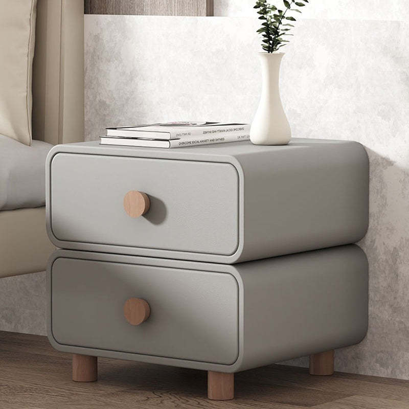 Scandinavian Solid Wood Square Nightstand 2-Drawer