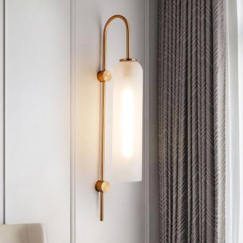 Nordic Luxury Glass Column Bent Arm Sconce — Green / 110V-120V For US/CA