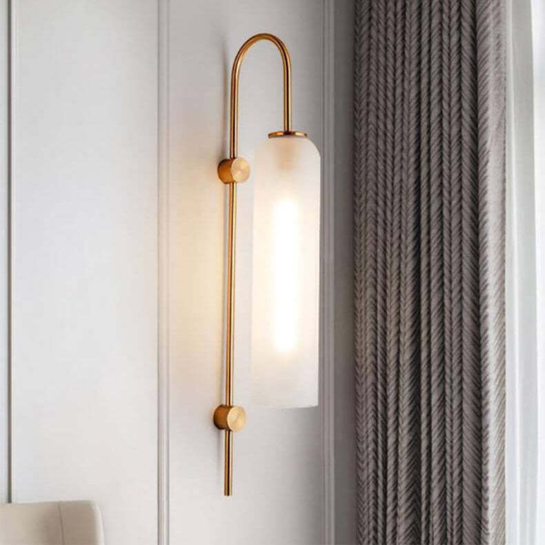 Nordic Luxury Glass Column Bent Arm Sconce — Green / 110V-120V For US/CA
