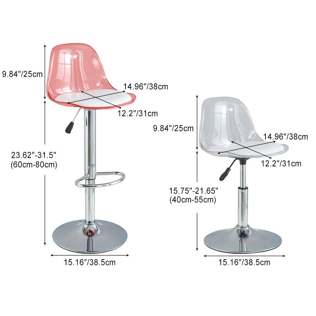 Minimalist Cylinder Base Metal PET Bar Stool — Gray
