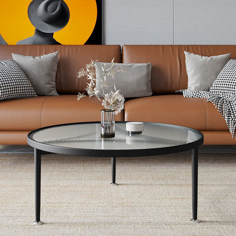Nordic Round Glass Iron 3-Leg Coffee Table