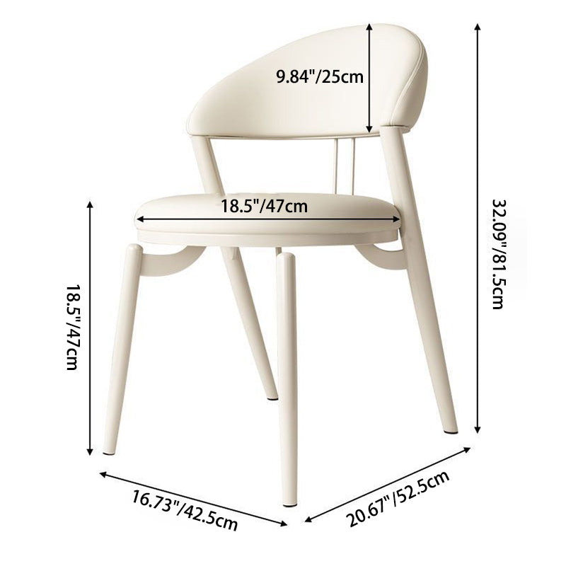 Nordic Leather Upholstered Steel Open Back Dining Chair — Dark Gray