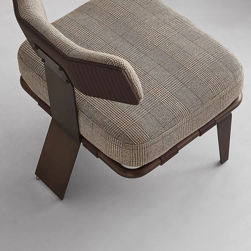 Modern Saddle Leather Steel Accent Chair
