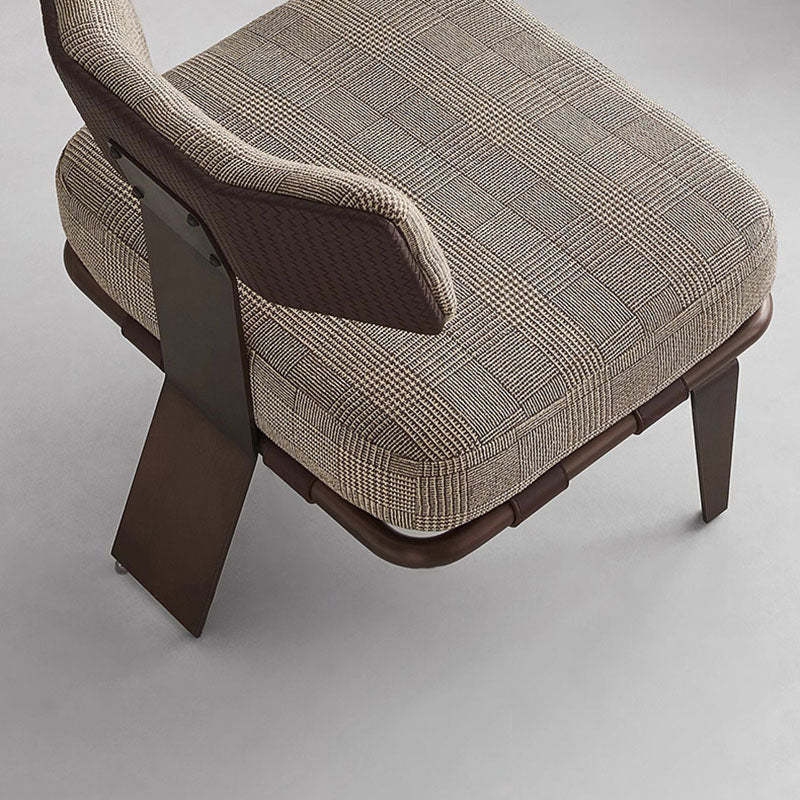 Modern Saddle Leather Steel Accent Chair