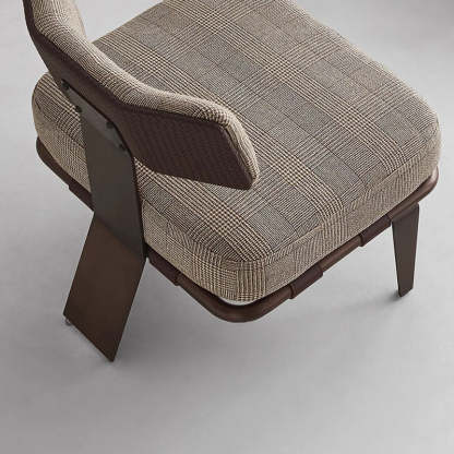 Modern Saddle Leather Steel Accent Chair