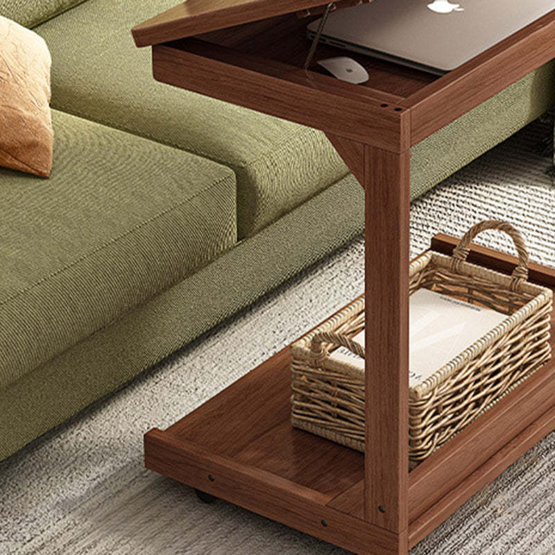 Vintage Wood Flip-Top 2-Tier Side Table