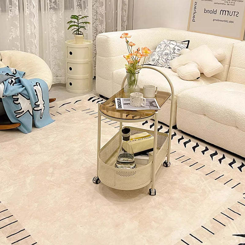 Modern Semicircle Glass Iron Movable Side Table
