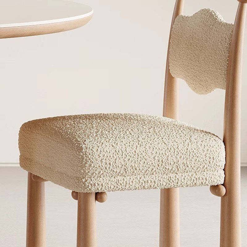 Modern Vertical Wood Lambswool Dining Chair