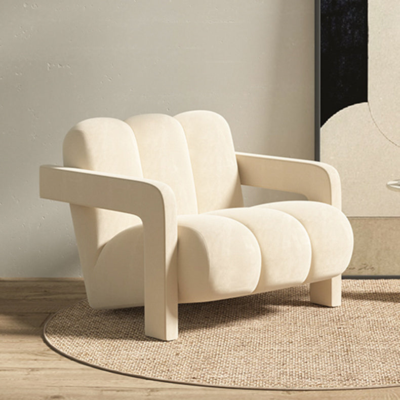 Scandinavian Velvet Lambswool Wood Single Sofa