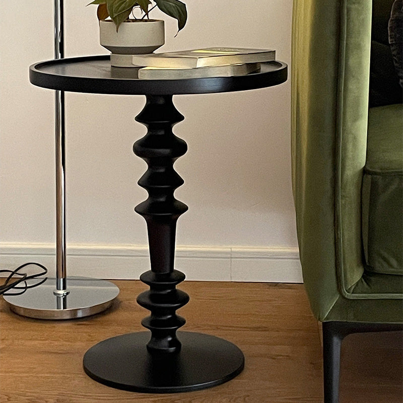 Modern Tray-Top Ash Wood Pedestal End Table