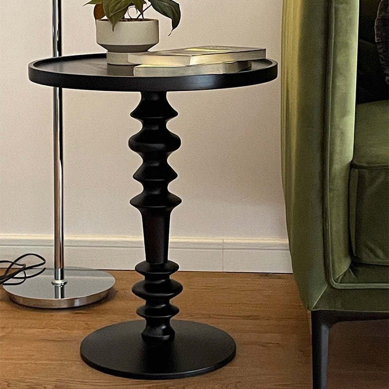 Modern Tray-Top Ash Wood Pedestal End Table