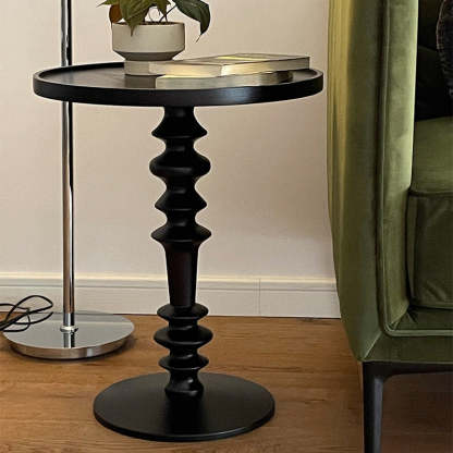 Modern Tray-Top Ash Wood Pedestal End Table
