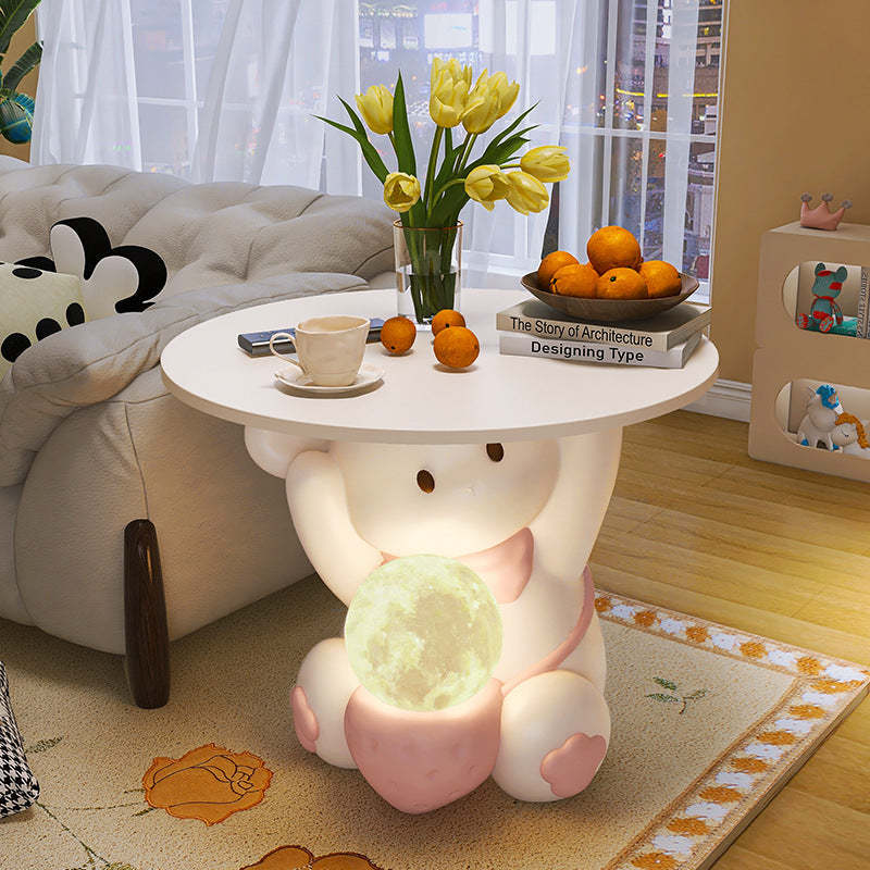 Modern Art Deco Kids Rabbit Resin Wood End Table 1-Drawer