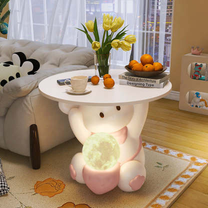 Modern Art Deco Kids Rabbit Resin Wood End Table 1-Drawer