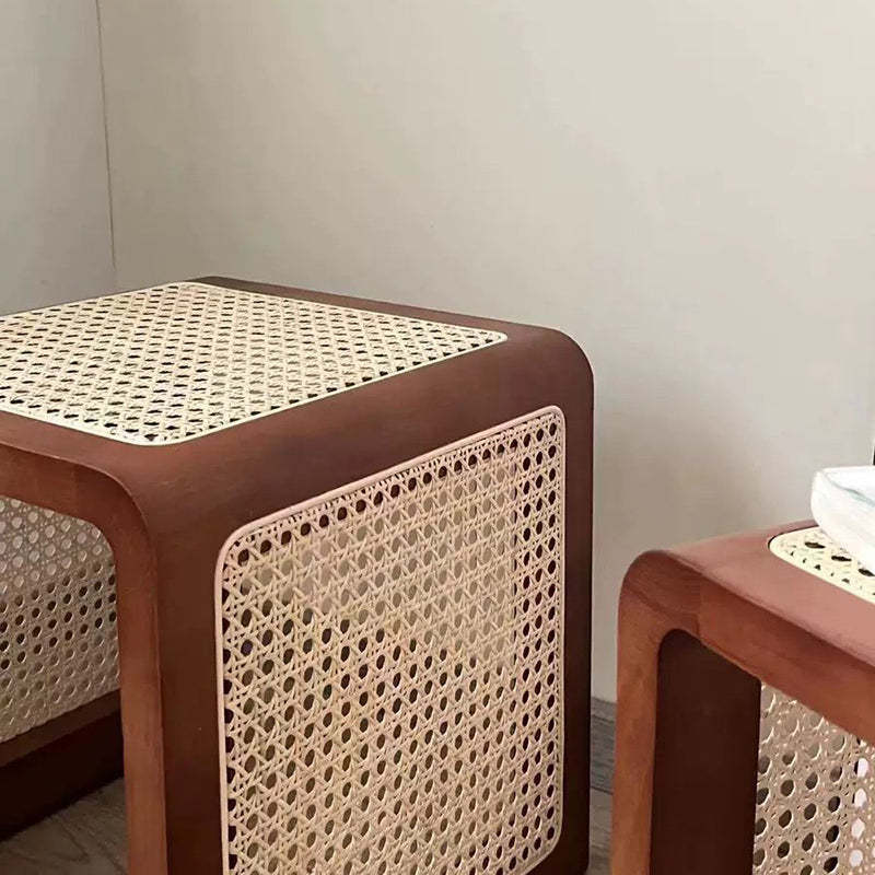 Vintage Rattan Solid Wood Coffee Table