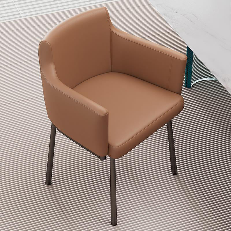 Minimalist Upholstered Leather Metal Dining Chair