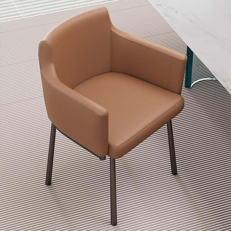 Minimalist Upholstered Leather Metal Dining Chair
