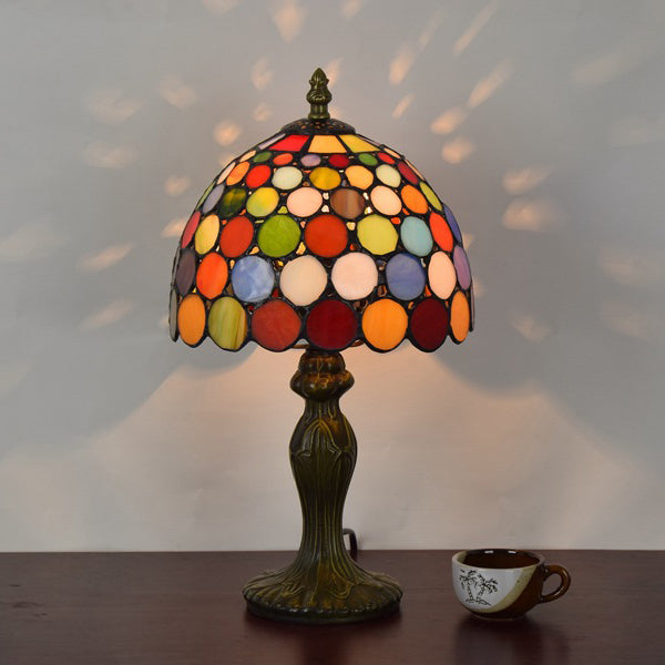 Traditional Tiffany Dome Aluminum Glass Table Lamp