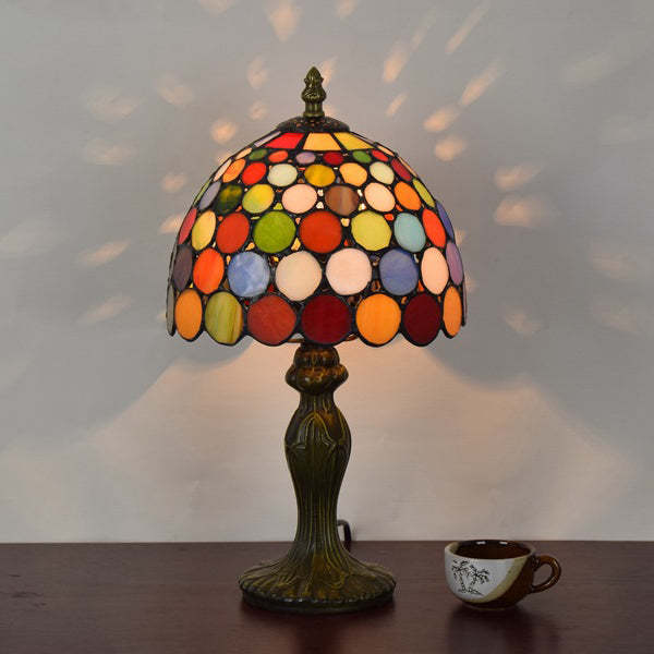 Traditional Tiffany Dome Aluminum Glass Table Lamp